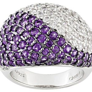 African Amethyst 1.76ctw; White Zircon 2.77ctw SS